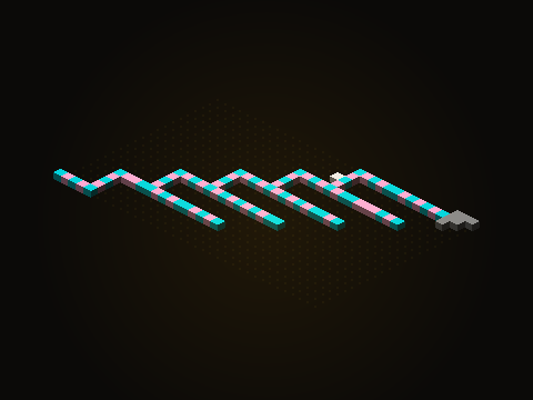 The cyan work in the center