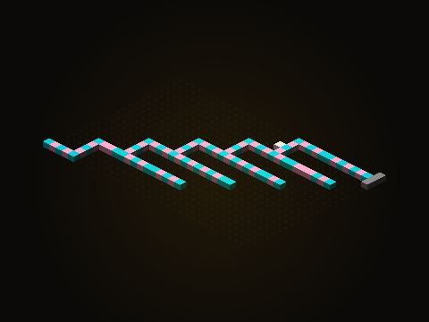 The cyan work in the center