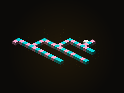 The cyan work in the center